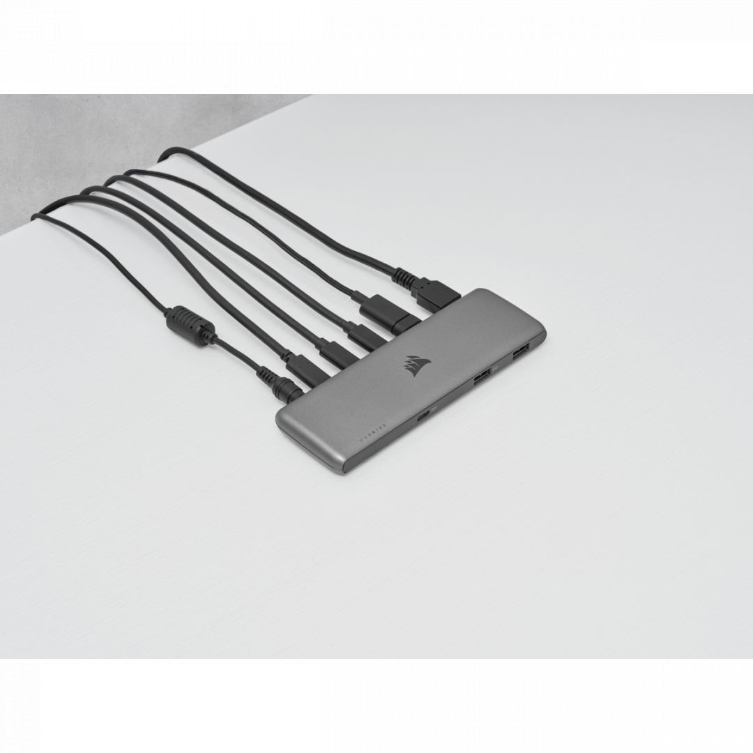 Corsair USB100 7-Port USB-C/USB-A Expansion Hub Grey Corsair USB100 7-Port USB-C/USB-A Expansion Hub Grey