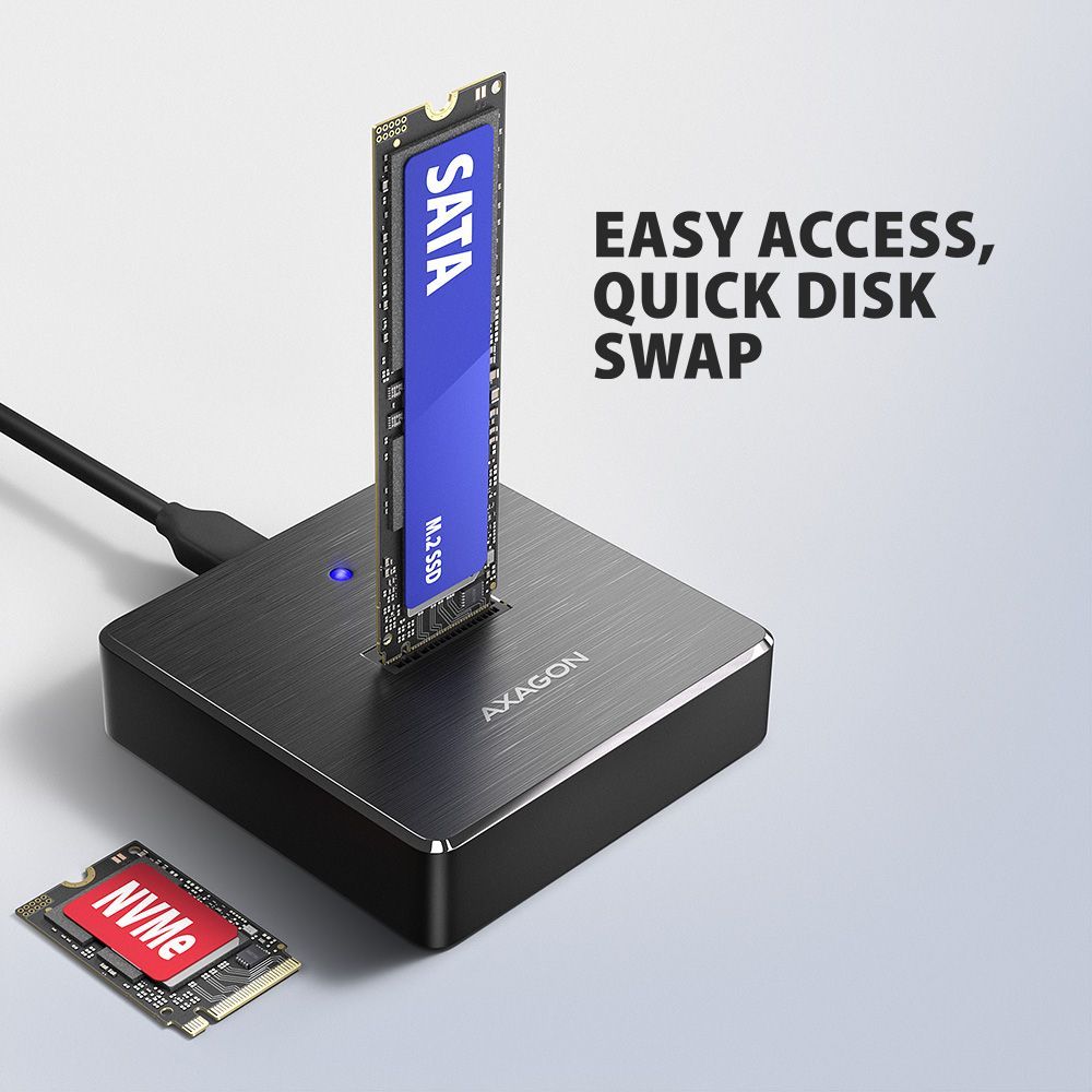 AXAGON ADSA-M2C11 USB-C 10Gbps docking station for M.2 NVMe / SATA SSD AXAGON ADSA-M2C11 USB-C 10Gbps docking station for M.2 NVMe / SATA SSD