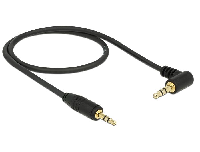 DeLock Stereo Jack Cable 3.5mm 3 pin male > male angled 0,5m Black DeLock Stereo Jack Cable 3.5mm 3 pin male > male angled 0,5m Black