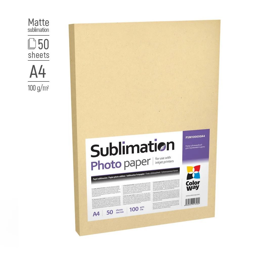 ColorWay PSM100050A4 100g A4 50db Sublimation Matt Fotópapír ColorWay PSM100050A4 100g A4 50db Sublimation Matt Fotópapír