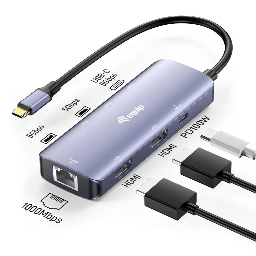 EQuip 133501 USB-C 7-in-1 MST Multifunctional Adapter Grey EQuip 133501 USB-C 7-in-1 MST Multifunctional Adapter Grey