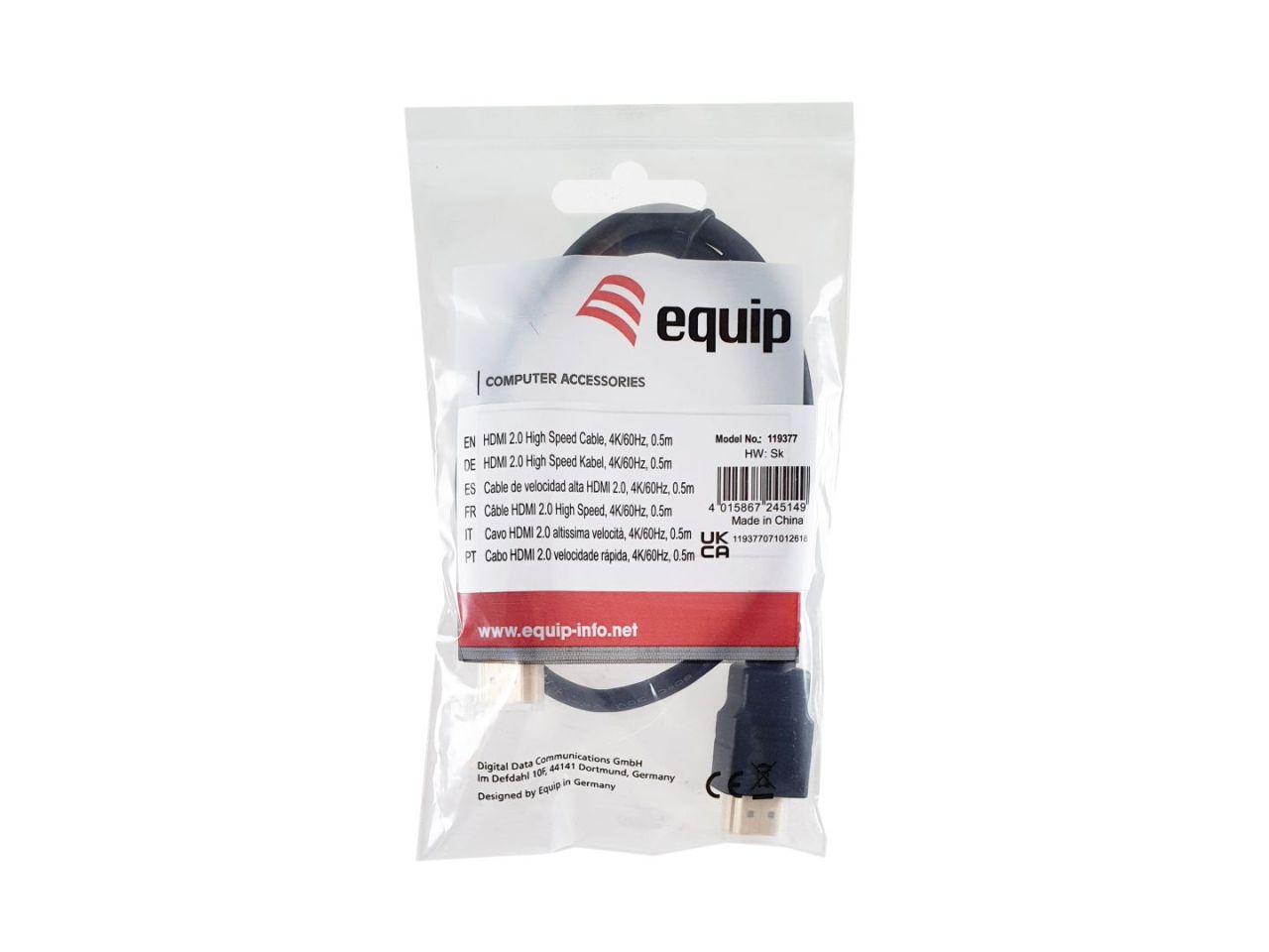EQuip HDMI 2.0 4K/60Hz Cable 0,5m Black EQuip HDMI 2.0 4K/60Hz Cable 0,5m Black