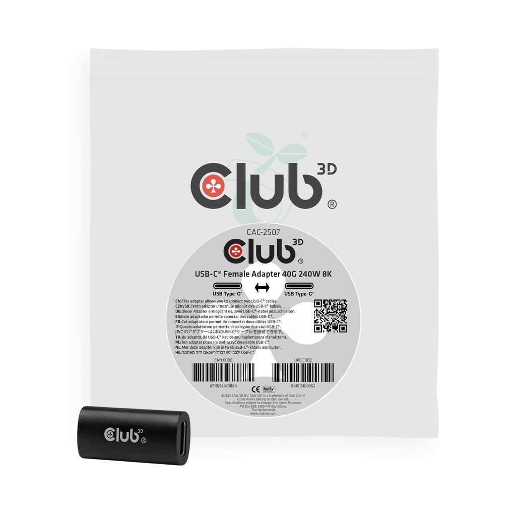 Club3D CAC-2507 USB-C Female Adapter 40G 240W 8K60Hz