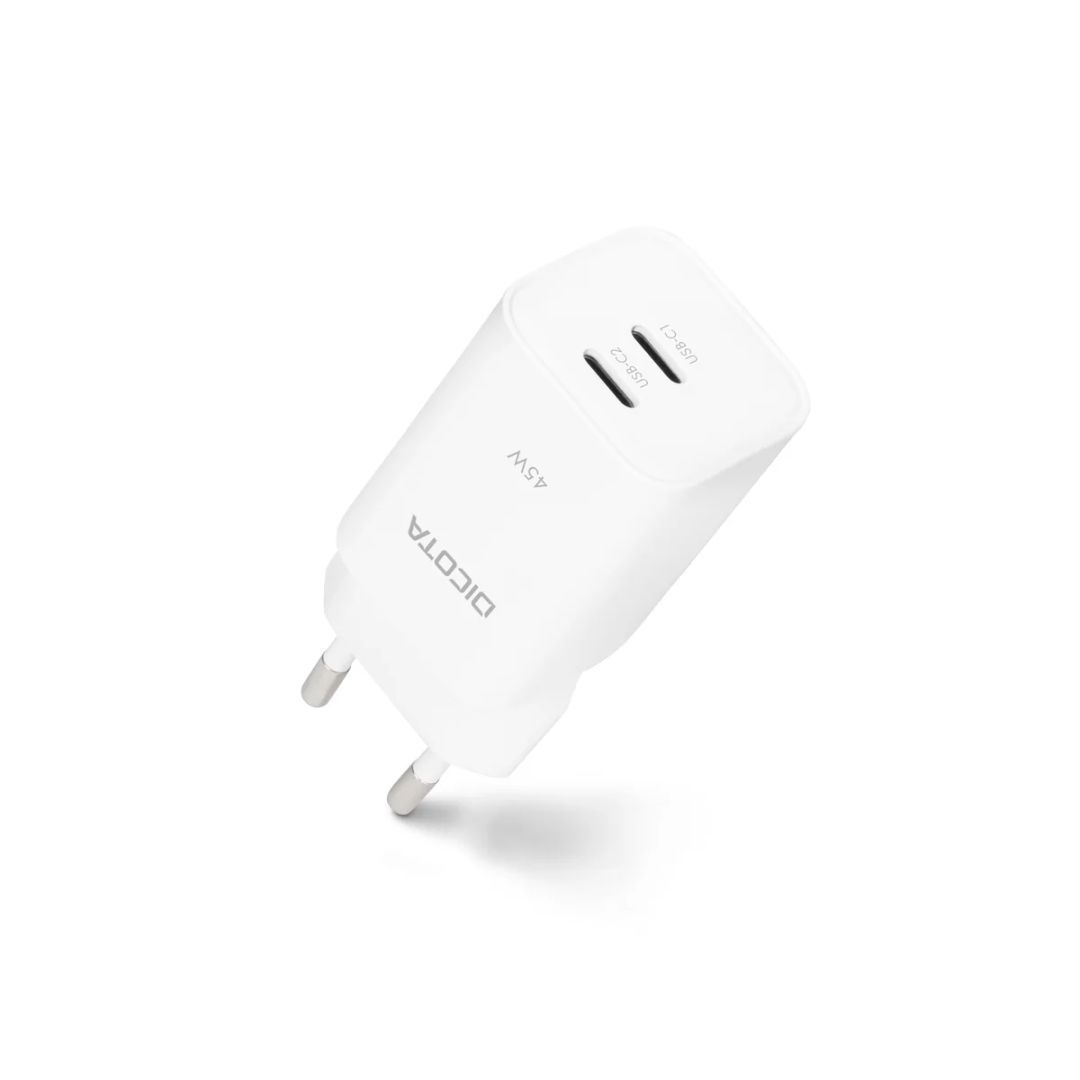 Dicota 2-port GaN Wall Charger (45W) White