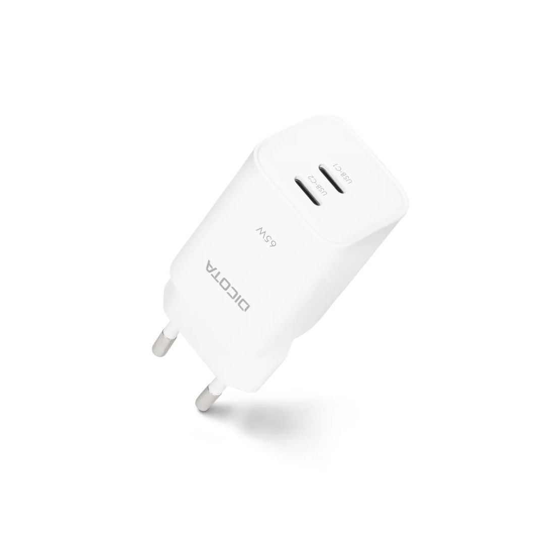 Dicota 2-port GaN Wall Charger (65W) White