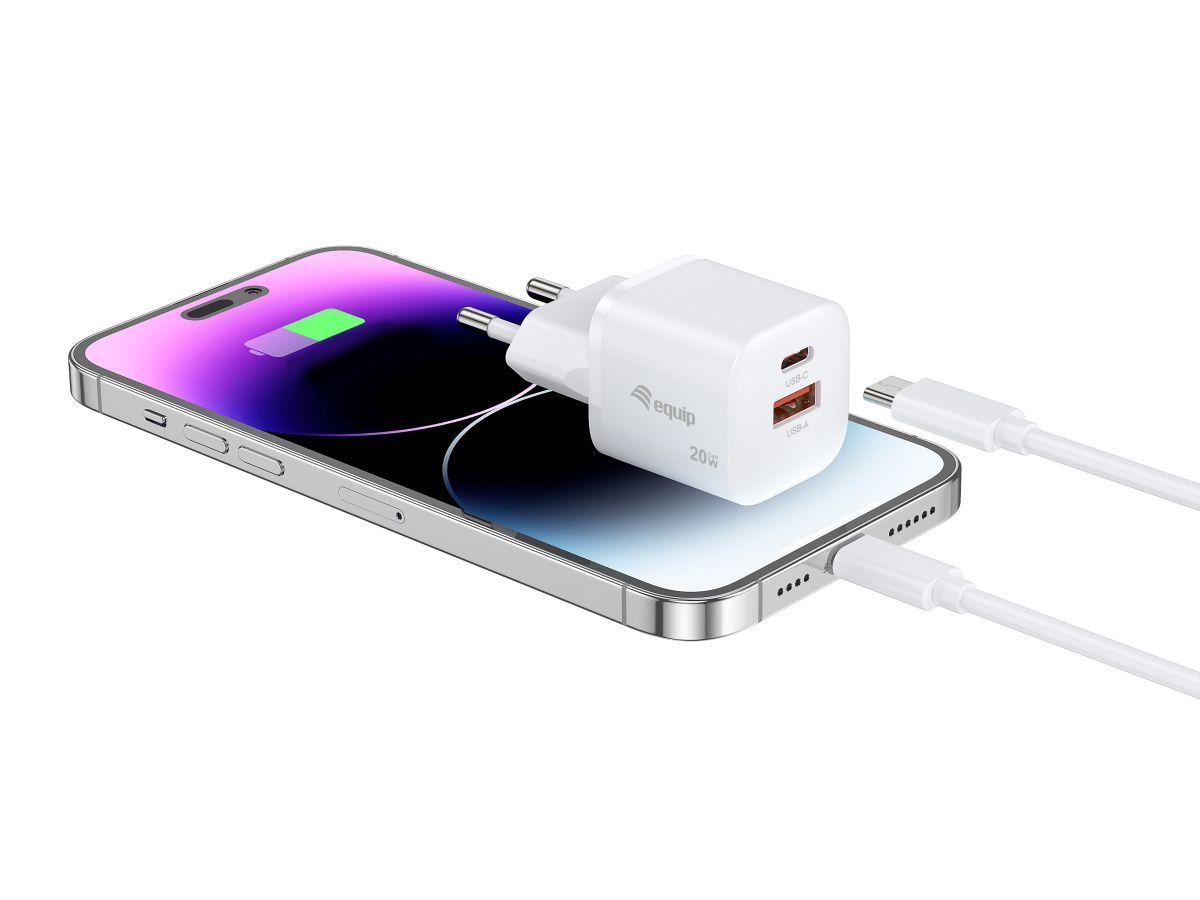 EQuip 2-Port 20W GaN USB PD Charger White EQuip 2-Port 20W GaN USB PD Charger White