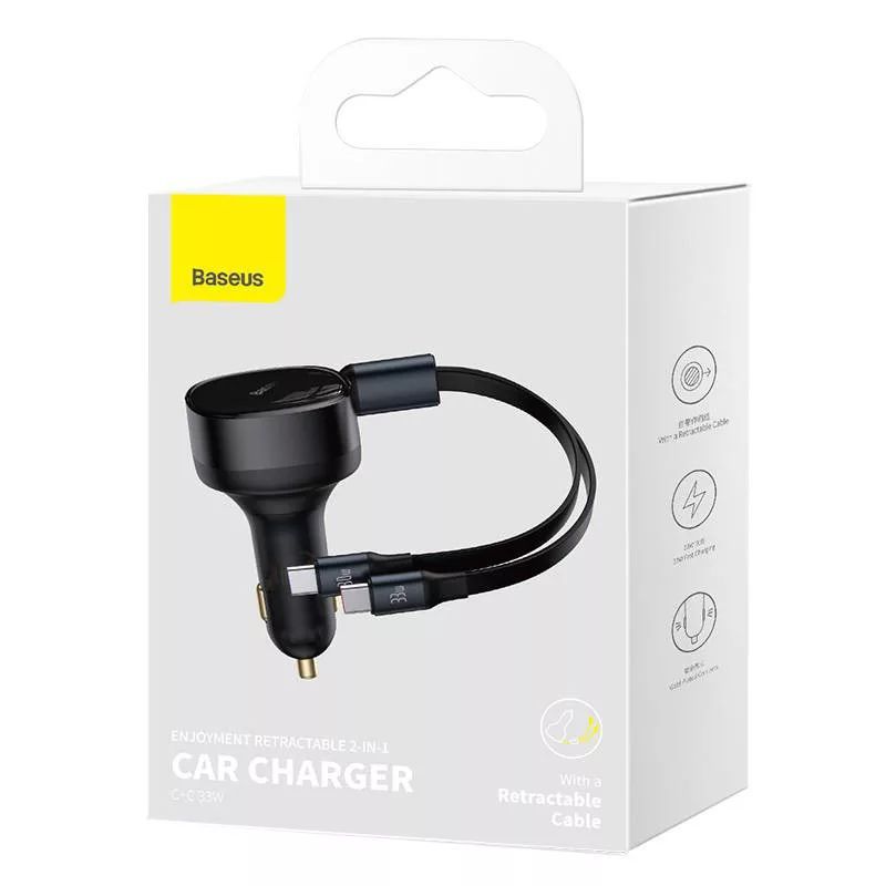 Baseus Enjoyment USB-C 33W Car Charger Black Baseus Enjoyment USB-C 33W Car Charger Black