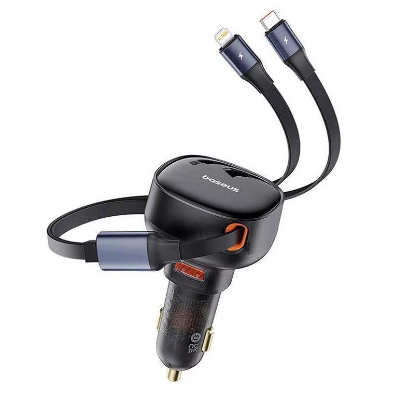 Baseus Enjoyment Pro USB-C + Lightning 60W Car Charger Black Baseus Enjoyment Pro USB-C + Lightning 60W Car Charger Black