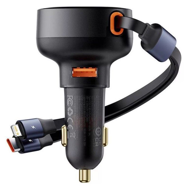 Baseus Enjoyment Pro USB-C + Lightning 60W Car Charger Black Baseus Enjoyment Pro USB-C + Lightning 60W Car Charger Black