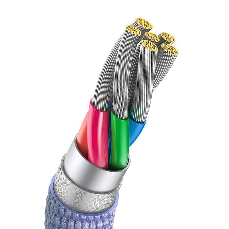 Baseus Crystal Shine USB-C USB-kábel 100W 2m Violet Baseus Crystal Shine USB-C USB-kábel 100W 2m Violet