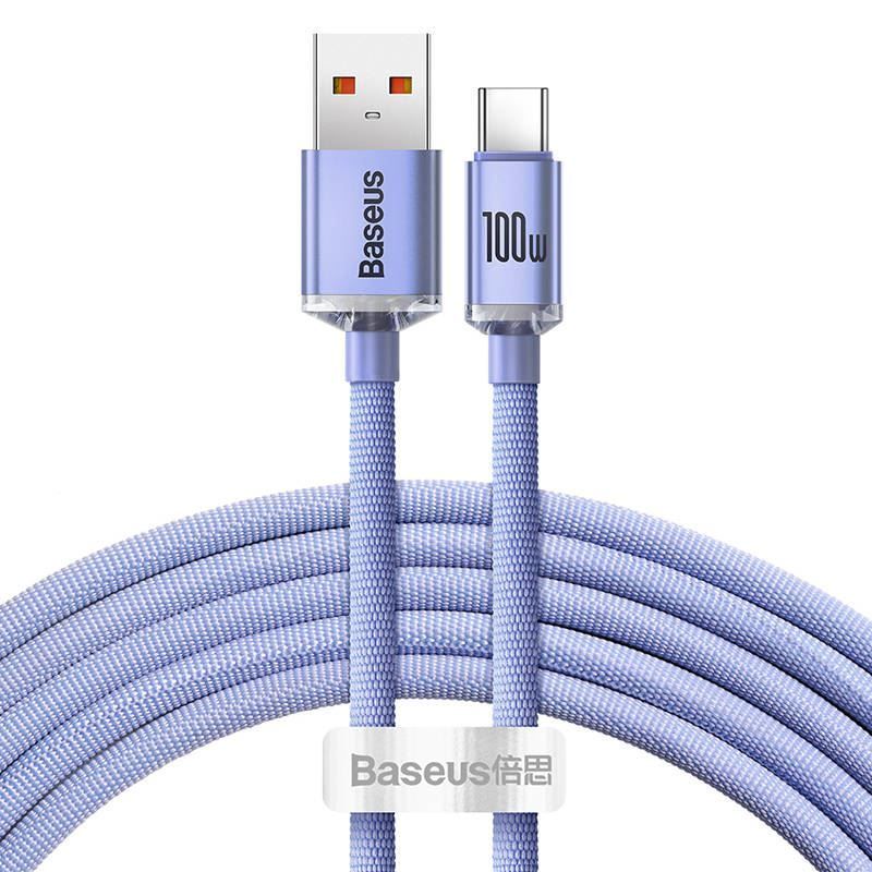 Baseus Crystal Shine USB-C USB-kábel 100W 2m Violet Baseus Crystal Shine USB-C USB-kábel 100W 2m Violet