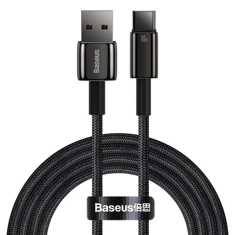 Baseus Tungsten Gold USB-A - USB-C 100W Cable 2m Black Baseus Tungsten Gold USB-A - USB-C 100W Cable 2m Black