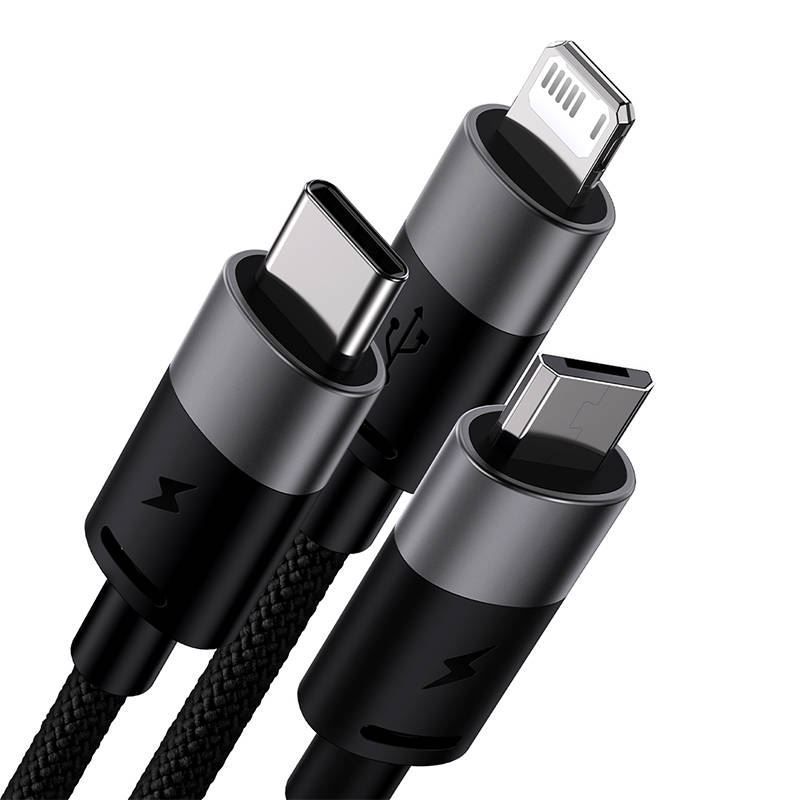 Baseus 3 in 1 USB Cable 1,2m Black Baseus 3 in 1 USB Cable 1,2m Black