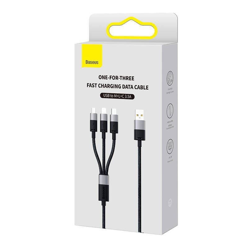 Baseus 3 in 1 USB Cable 1,2m Black Baseus 3 in 1 USB Cable 1,2m Black