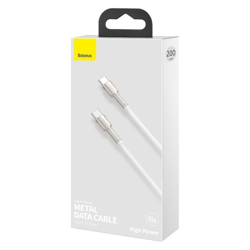 Baseus Cafule USB-C - USB-C Cable 100W 2m White Baseus Cafule USB-C - USB-C Cable 100W 2m White