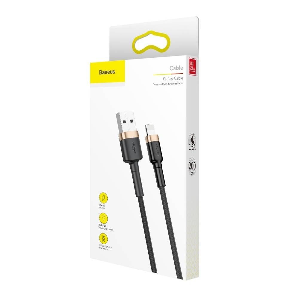 Baseus Cafule Lightning Cable 1,5A 2m Black/Gold Baseus Cafule Lightning Cable 1,5A 2m Black/Gold