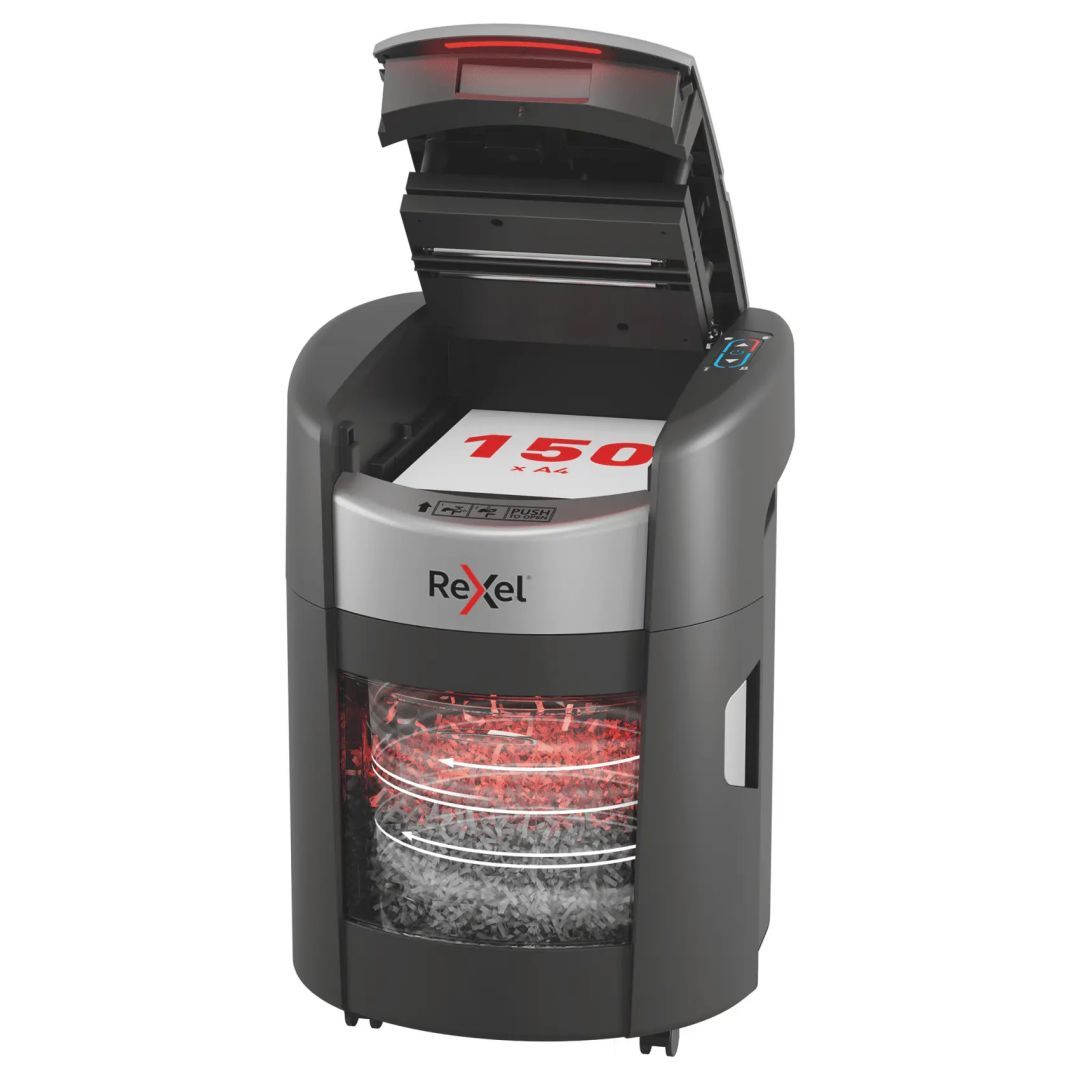 Rexel ShredMax AutoFeed+ 150X P4 Iratmegsemmisítő Black Rexel ShredMax AutoFeed+ 150X P4 Iratmegsemmisítő Black