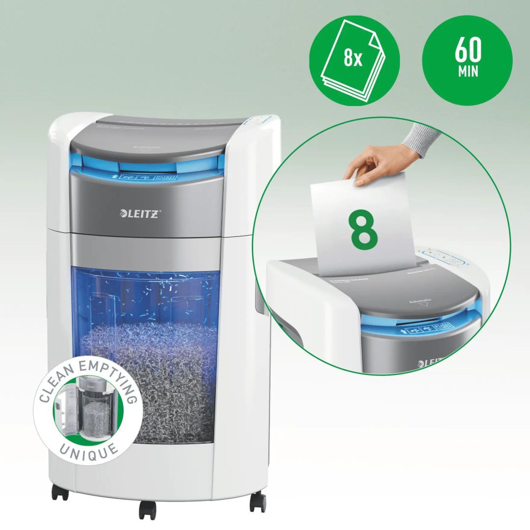 Leitz IQ OptiMax Autofeed Office 300 P5 Iratmegsemmisítő White Leitz IQ OptiMax Autofeed Office 300 P5 Iratmegsemmisítő White