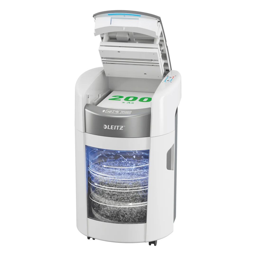 Leitz IQ OptiMax Autofeed Small Office 200 P5 Iratmegsemmisítő White Leitz IQ OptiMax Autofeed Small Office 200 P5 Iratmegsemmisítő White