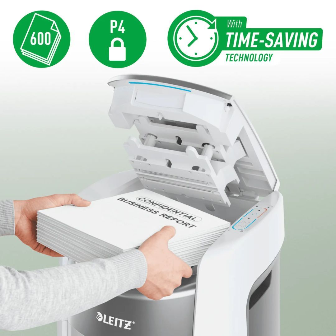 Leitz IQ OptiMax Autofeed Office Pro 600 P4 Iratmegsemmisítő White Leitz IQ OptiMax Autofeed Office Pro 600 P4 Iratmegsemmisítő White