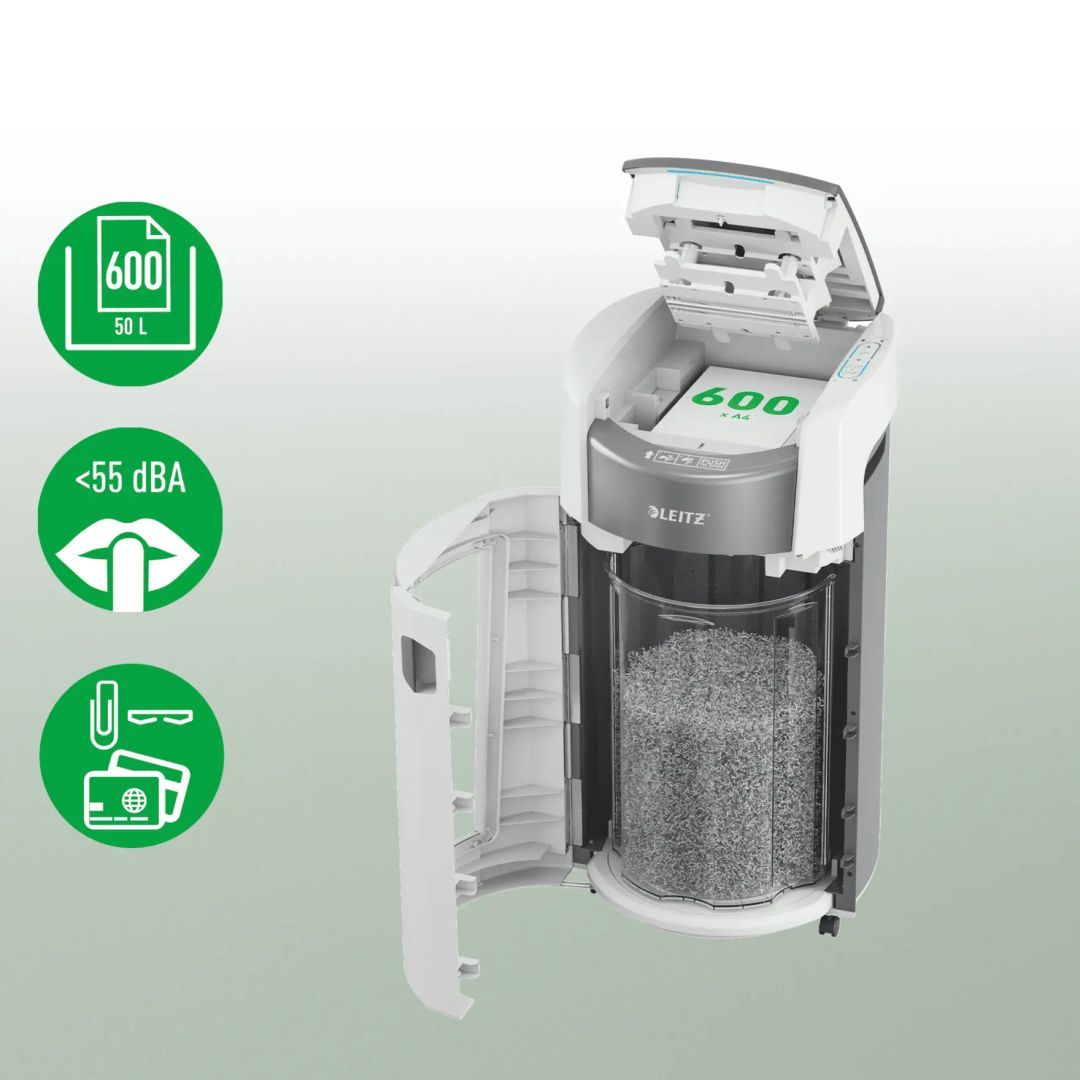 Leitz IQ OptiMax Autofeed Office Pro 600 P4 Iratmegsemmisítő White Leitz IQ OptiMax Autofeed Office Pro 600 P4 Iratmegsemmisítő White