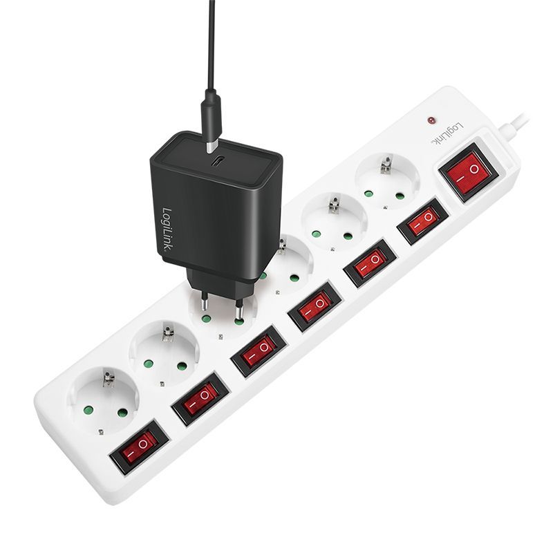 Logilink Hálózati Elosztó Kapcsolóval 6DIN 1,5m White Logilink Hálózati Elosztó Kapcsolóval 6DIN 1,5m White