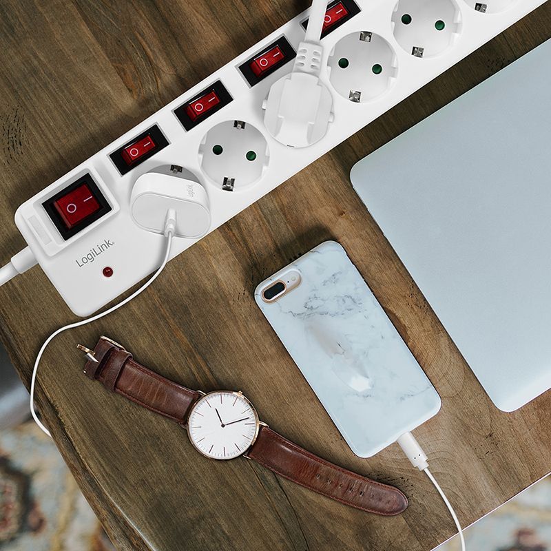 Logilink Hálózati Elosztó Kapcsolóval 6DIN 1,5m White Logilink Hálózati Elosztó Kapcsolóval 6DIN 1,5m White