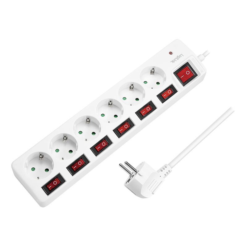 Logilink Hálózati Elosztó Kapcsolóval 6DIN 1,5m White Logilink Hálózati Elosztó Kapcsolóval 6DIN 1,5m White