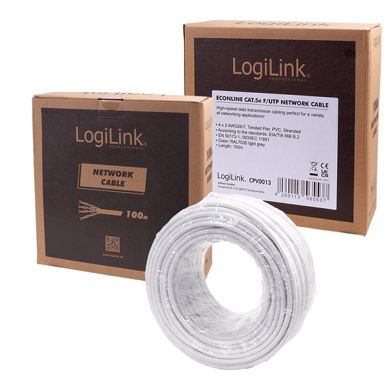 Logilink CAT5e F-UTP Patch Cable 100m Grey Logilink CAT5e F-UTP Patch Cable 100m Grey