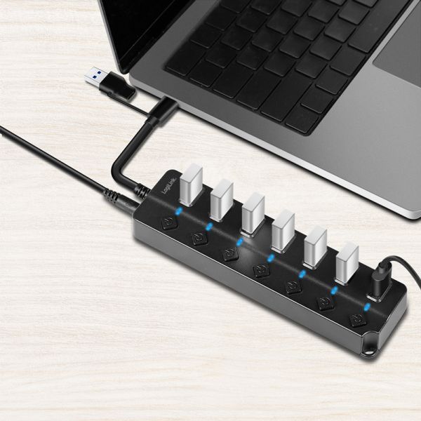 Logilink USB 3.2 Gen1 7-port USB Hub Black Logilink USB 3.2 Gen1 7-port USB Hub Black