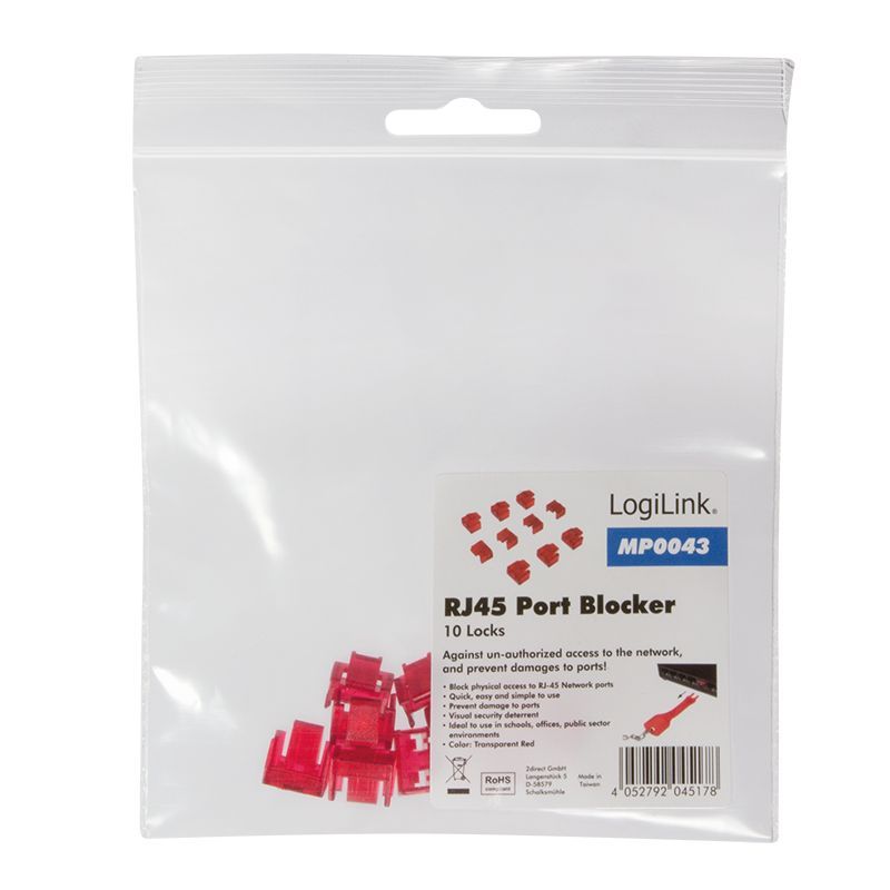 Logilink MP0043 RJ45 port blocker (10x locks) Logilink MP0043 RJ45 port blocker (10x locks)