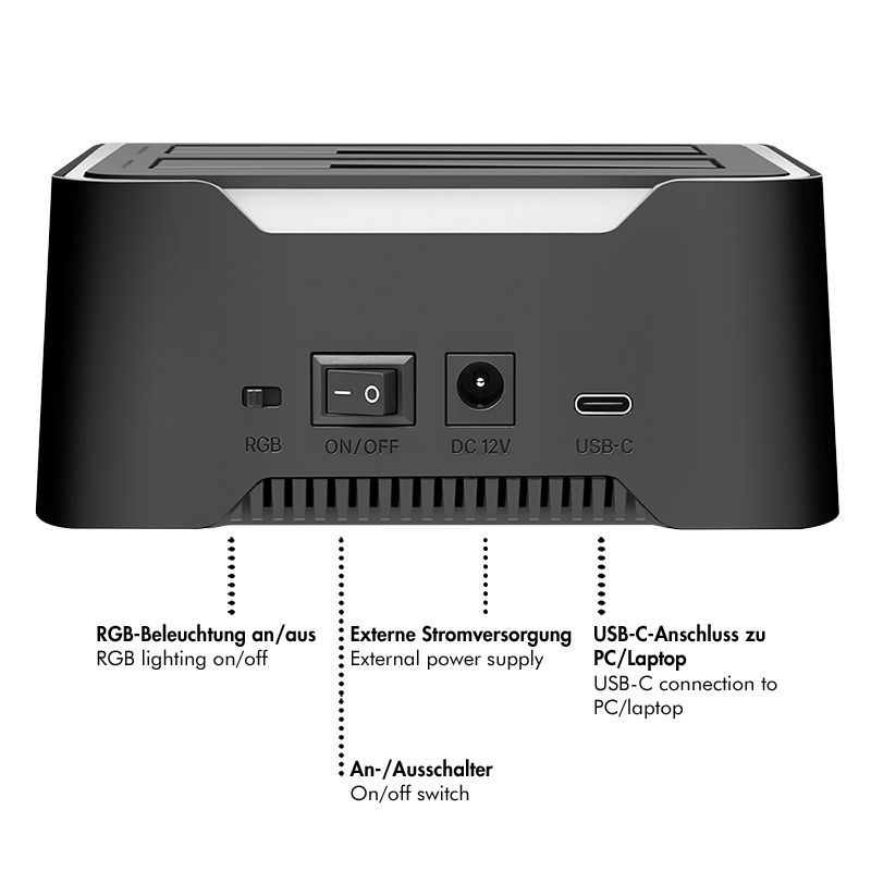 Logilink Dual docking station 2 port Black Logilink Dual docking station 2 port Black