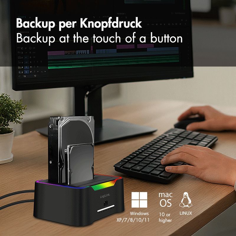 Logilink Dual docking station 2 port Black Logilink Dual docking station 2 port Black