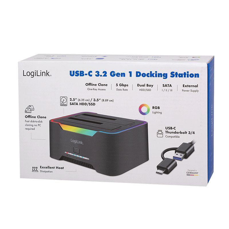 Logilink Dual docking station 2 port Black Logilink Dual docking station 2 port Black
