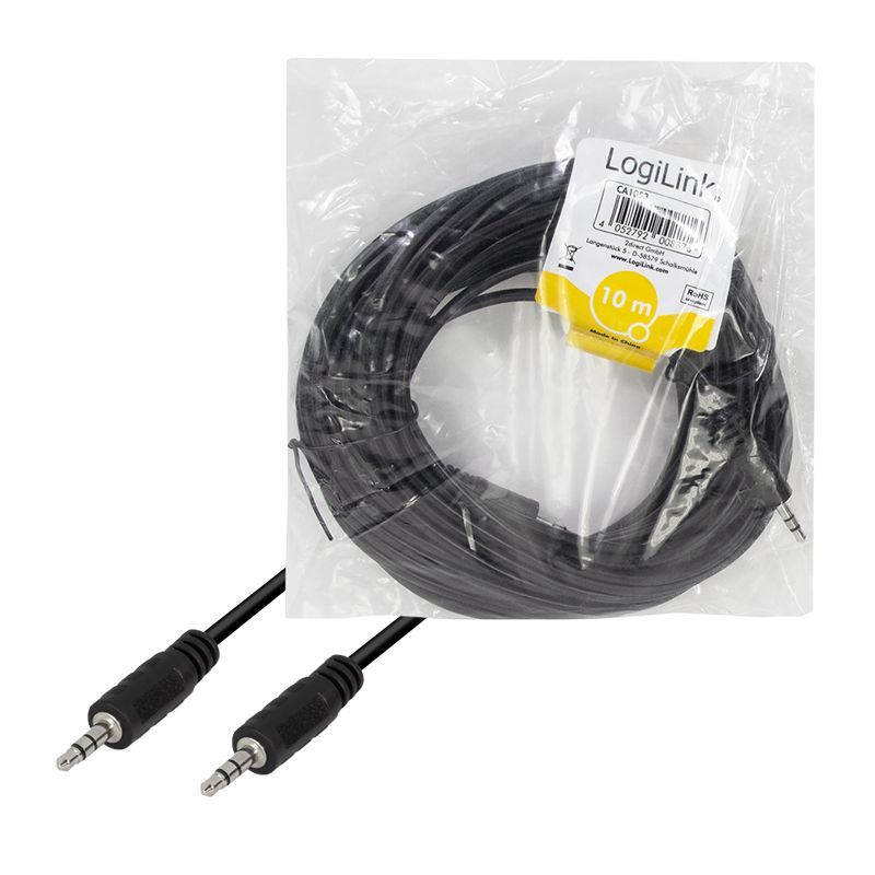 Logilink Audio 3,5 mm 3-Pin/M to 3,5 mm 3-Pin/M 10m Black Logilink Audio 3,5 mm 3-Pin/M to 3,5 mm 3-Pin/M 10m Black