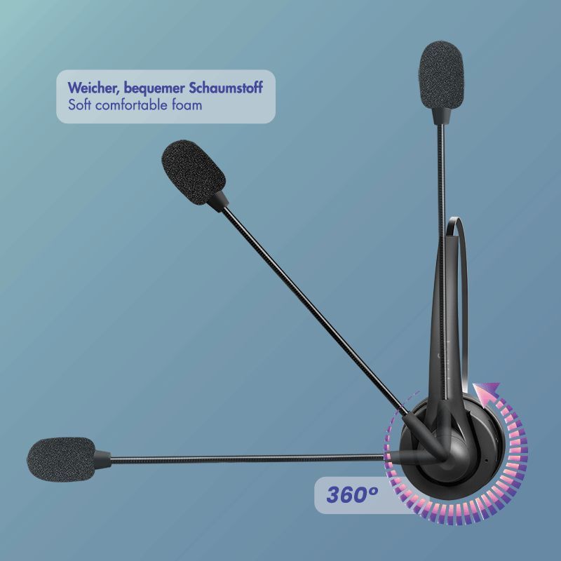 Logilink Wireless mono headset flexible microphone BT 6.0 USB-C Black Logilink Wireless mono headset flexible microphone BT 6.0 USB-C Black