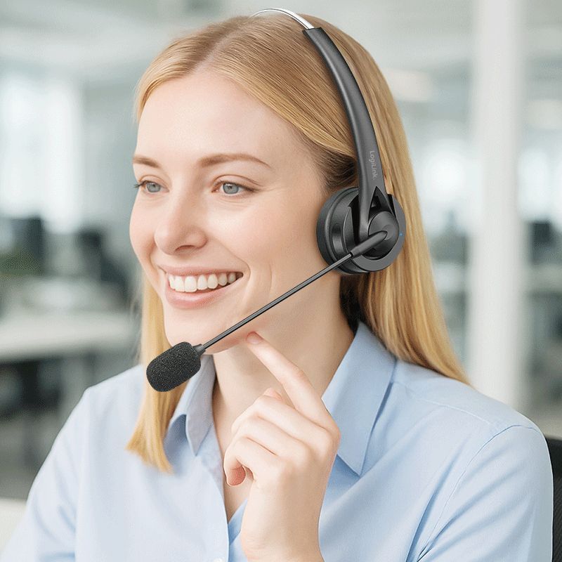 Logilink Wireless mono headset flexible microphone BT 6.0 USB-C Black Logilink Wireless mono headset flexible microphone BT 6.0 USB-C Black