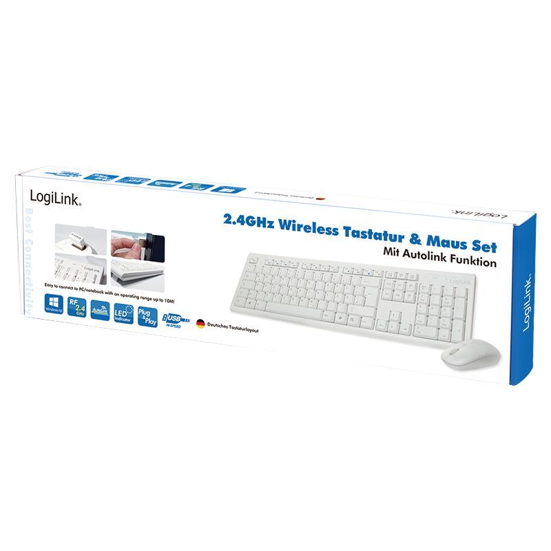 Logilink ID0104W Wireless Keyboard Combo White DE Logilink ID0104W Wireless Keyboard Combo White DE