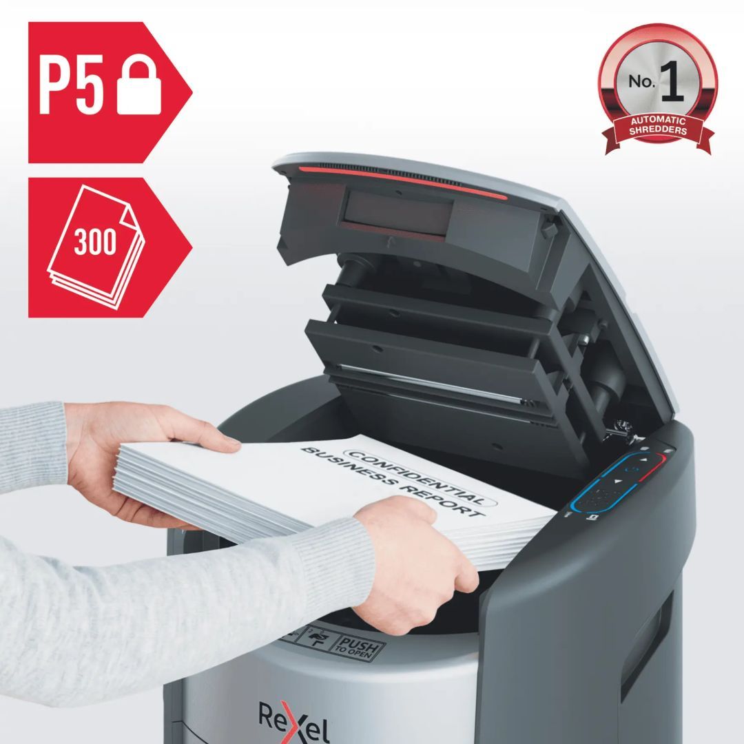 Rexel ShredMax AutoFeed+ 300M P5 Iratmegsemmisítő Black Rexel ShredMax AutoFeed+ 300M P5 Iratmegsemmisítő Black