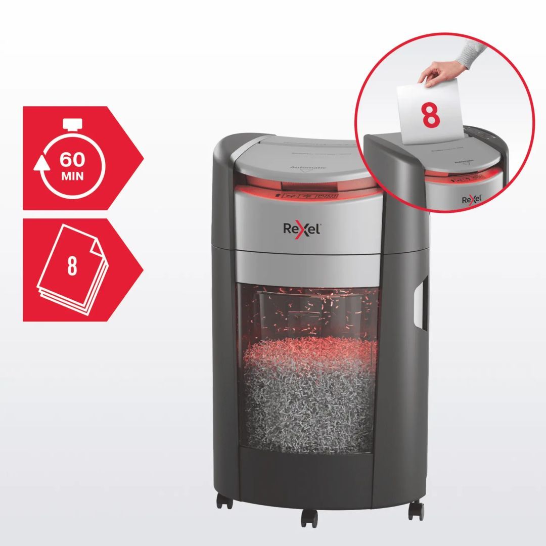 Rexel ShredMax AutoFeed+ 300M P5 Iratmegsemmisítő Black Rexel ShredMax AutoFeed+ 300M P5 Iratmegsemmisítő Black