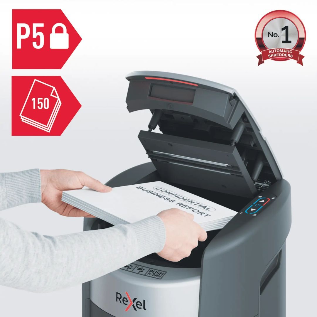 Rexel ShredMax AutoFeed+ 150M P5 Iratmegsemmisítő Black Rexel ShredMax AutoFeed+ 150M P5 Iratmegsemmisítő Black