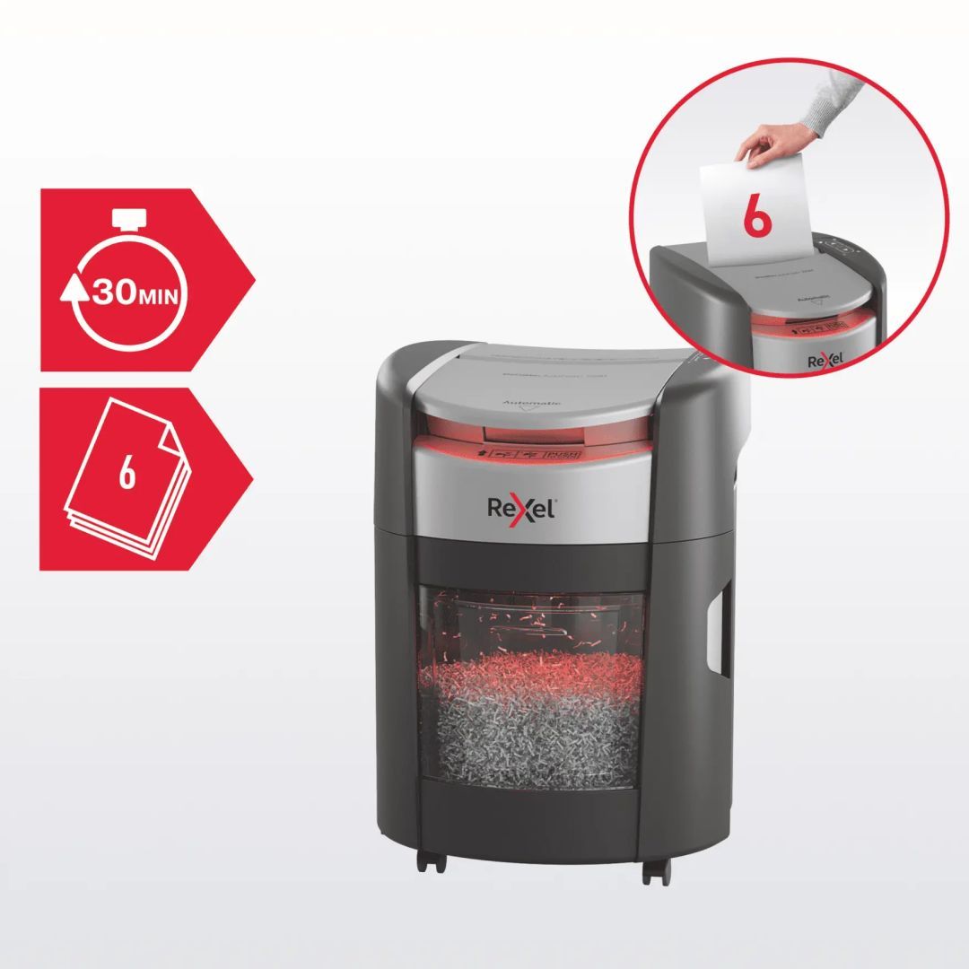 Rexel ShredMax AutoFeed+ 150M P5 Iratmegsemmisítő Black Rexel ShredMax AutoFeed+ 150M P5 Iratmegsemmisítő Black