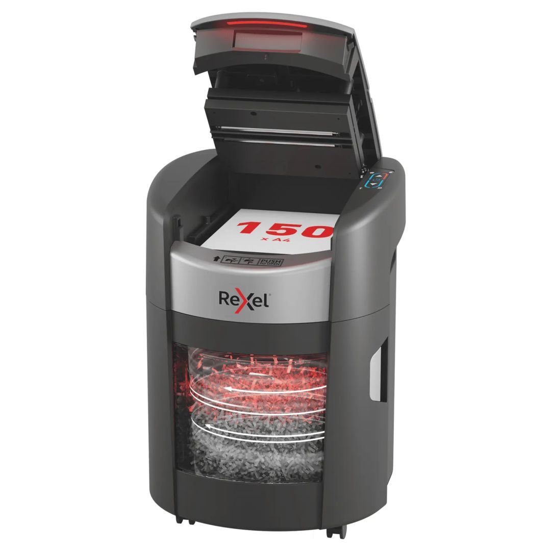 Rexel ShredMax AutoFeed+ 150M P5 Iratmegsemmisítő Black Rexel ShredMax AutoFeed+ 150M P5 Iratmegsemmisítő Black