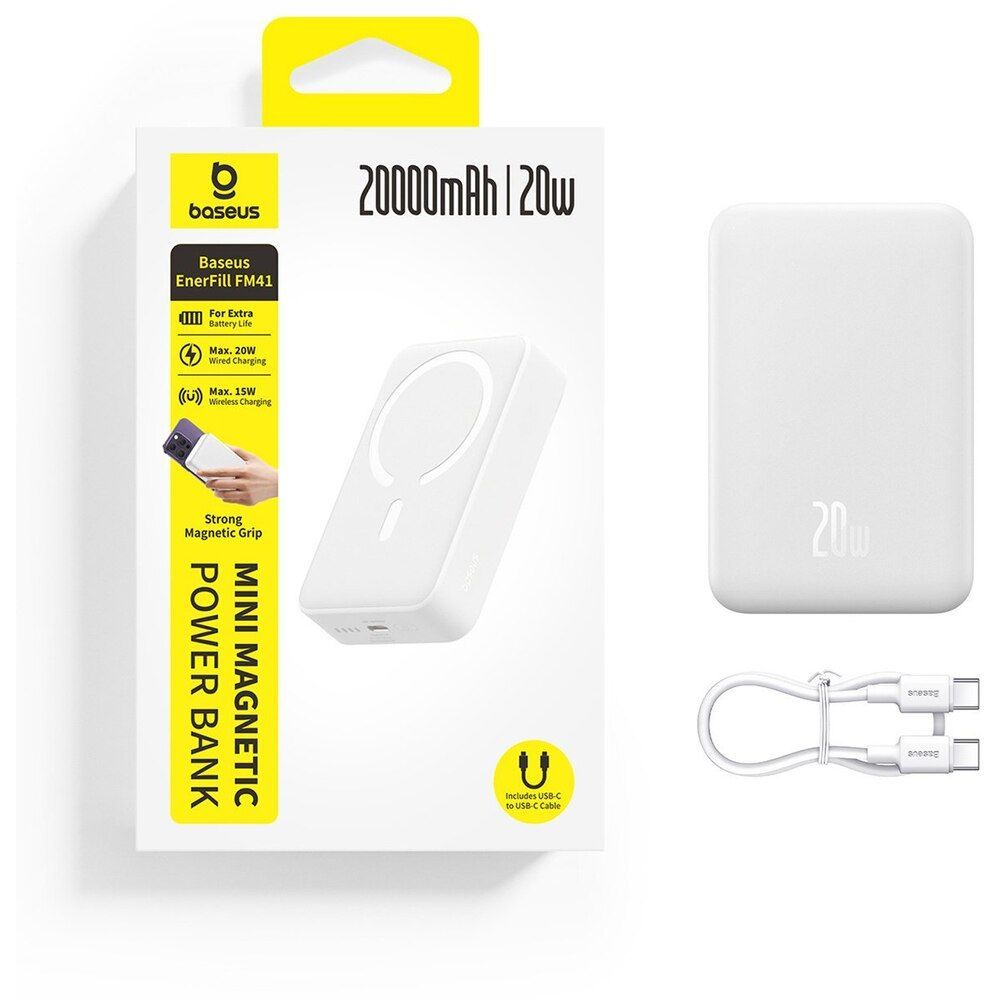 Baseus EnerFill FM41 Magnetic 20000mAh PowerBank White Baseus EnerFill FM41 Magnetic 20000mAh PowerBank White