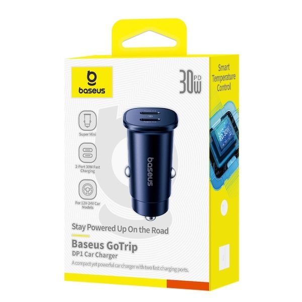 Baseus GoTrip 2 x USB-C 30W Car Charger Black Baseus GoTrip 2 x USB-C 30W Car Charger Black