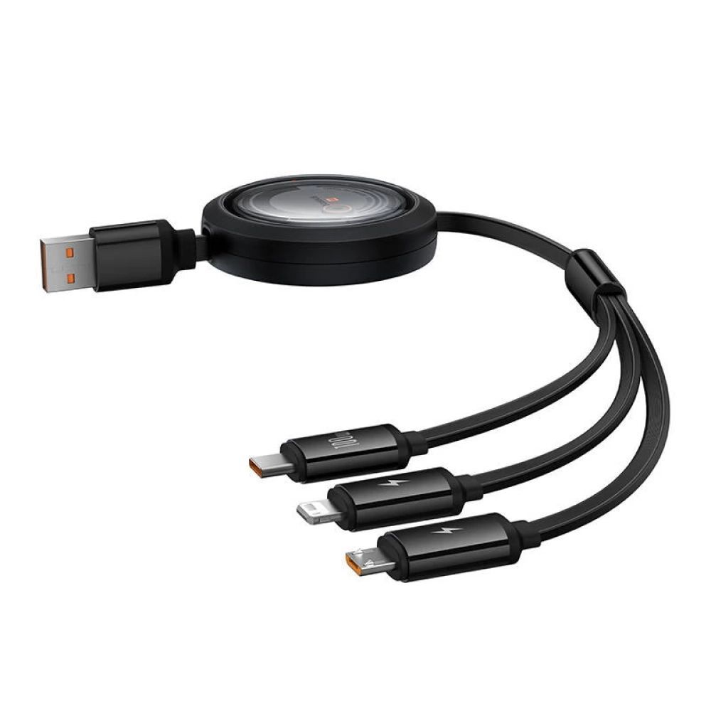 Baseus Free2Draw Crystal USB-A - USB-C+Micro+Lightning 1,1m Black Baseus Free2Draw Crystal USB-A - USB-C+Micro+Lightning 1,1m Black