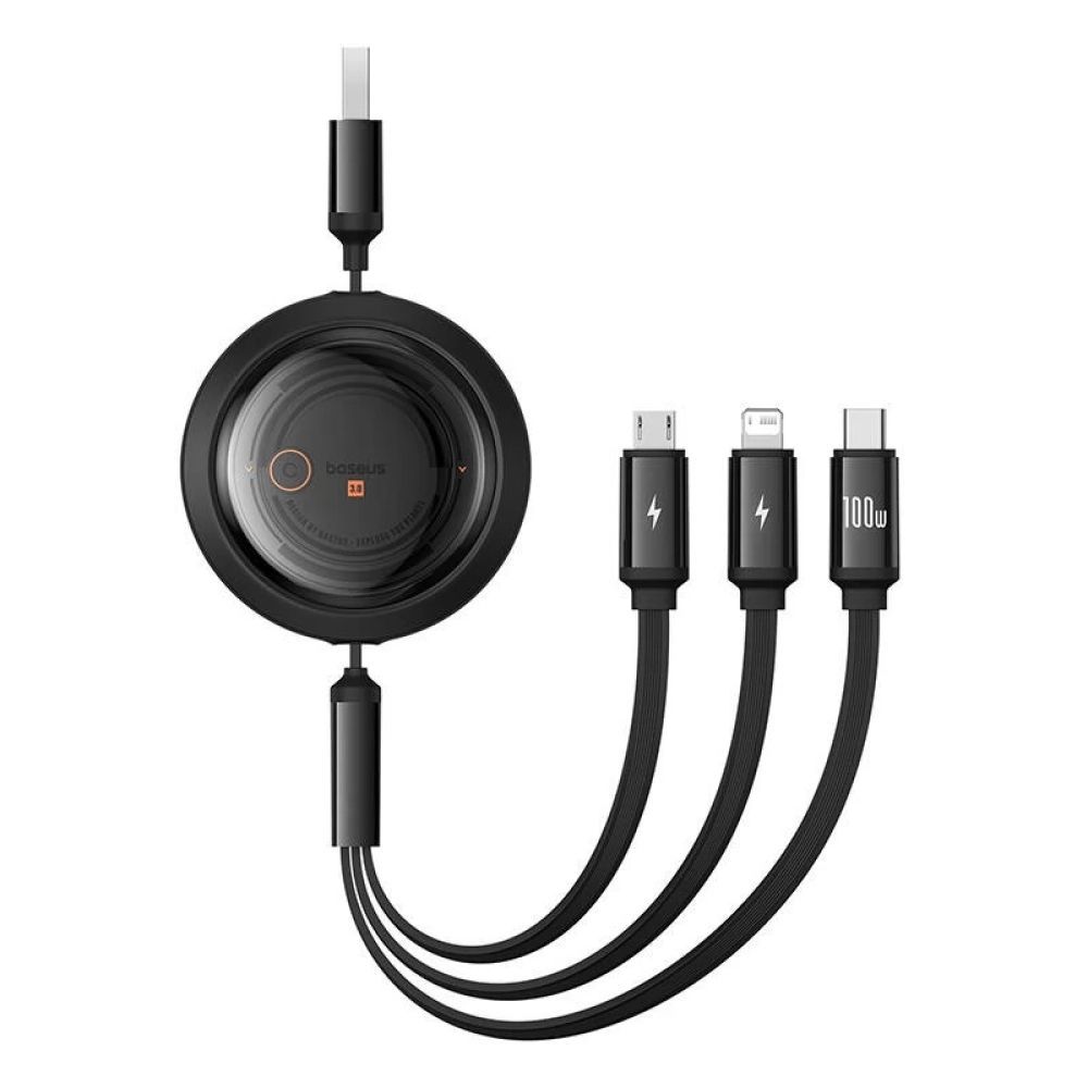 Baseus Free2Draw Crystal USB-A - USB-C+Micro+Lightning 1,1m Black Baseus Free2Draw Crystal USB-A - USB-C+Micro+Lightning 1,1m Black
