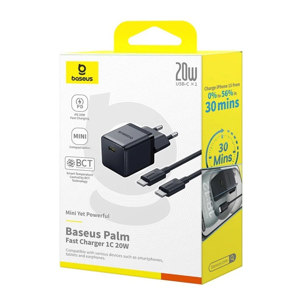 Baseus Palm USB-C Charger 20W Black Baseus Palm USB-C Charger 20W Black