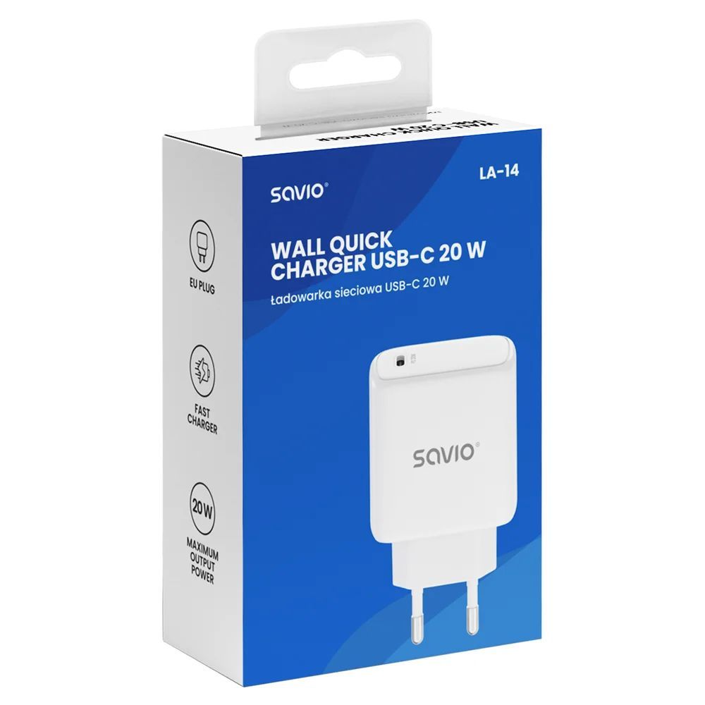 Savio LA-14 20W Wall Charger with Power Delivery 3.0 White Savio LA-14 20W Wall Charger with Power Delivery 3.0 White