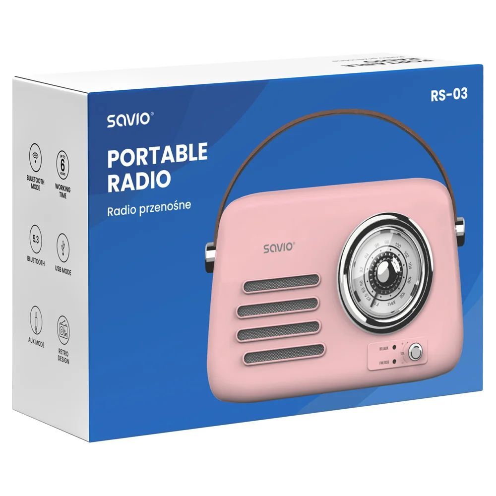 Savio RS-03 Portable Radio Pink Savio RS-03 Portable Radio Pink